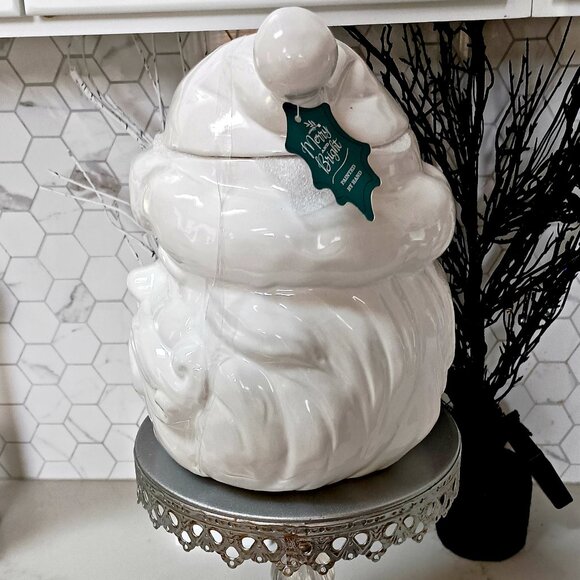 NEW! CHRISTMAS SANTA WHITE COOKIE JAR - Picture 2 of 6